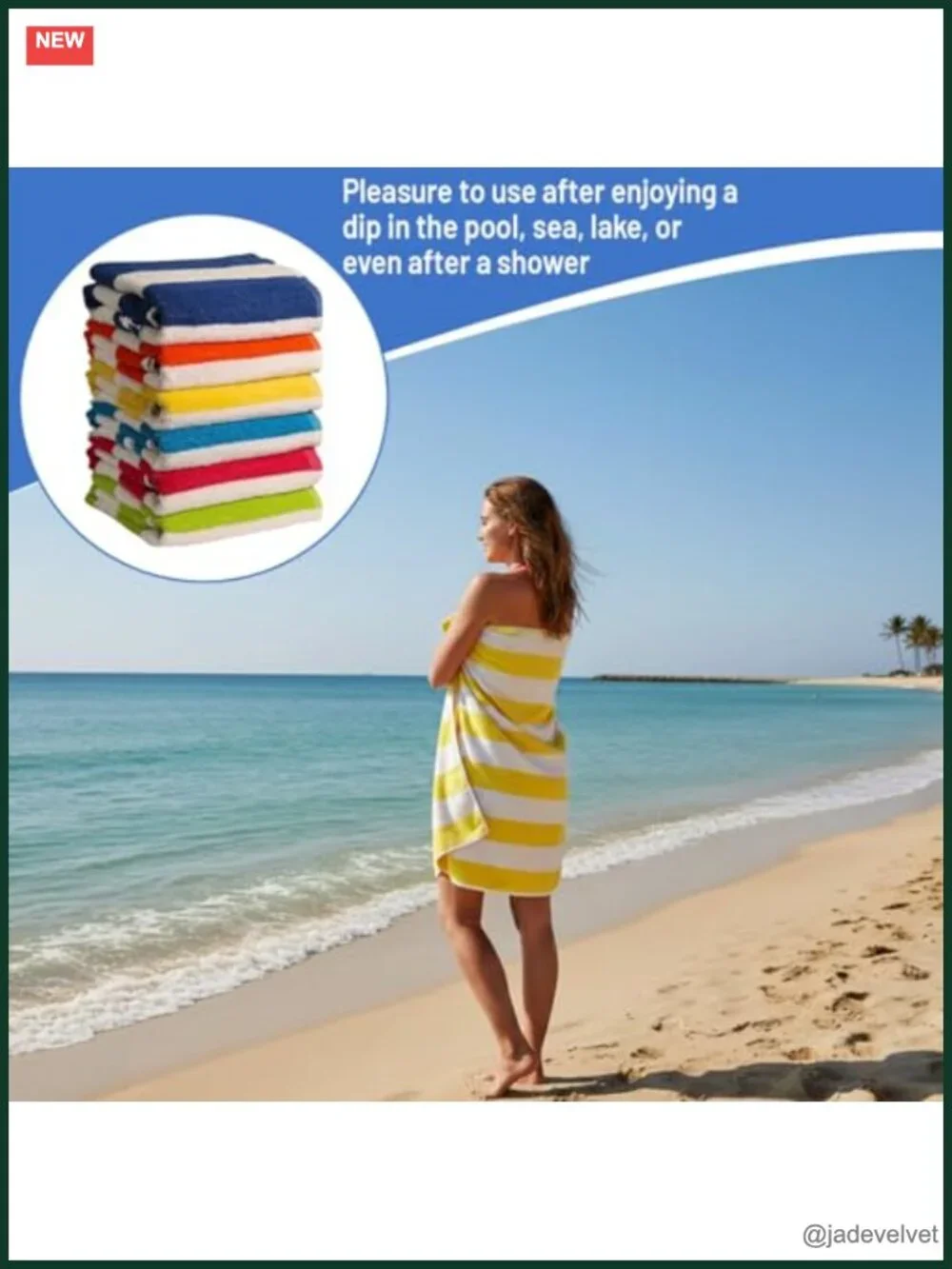 100% Cotton Beach Towels, Large Pool Towels, Highly Absorbent, Quick Dry, Pack